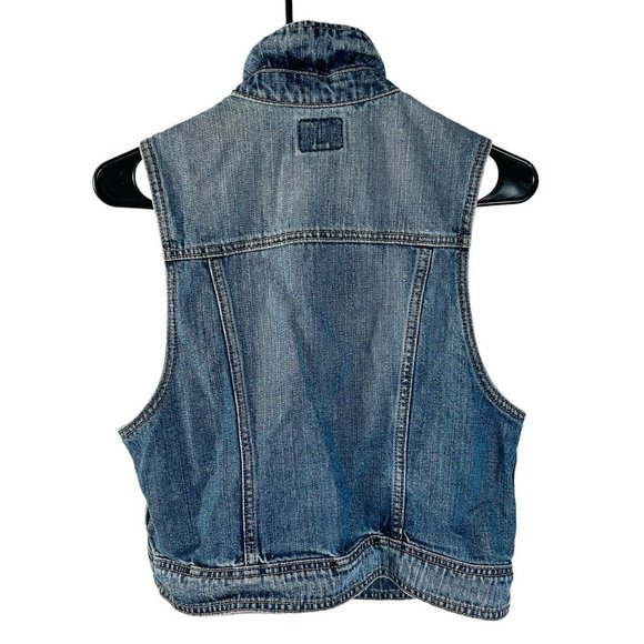 American Eagle Denim Vest Women's Size Medium Jean Jacket Blue Button Up - Picture 3 of 12